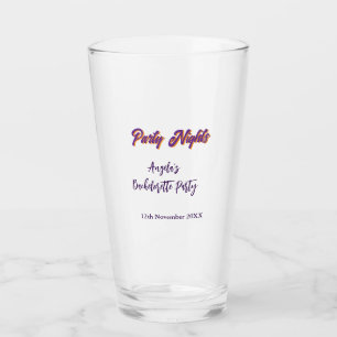 Party nights bachelorette party name date purple glass