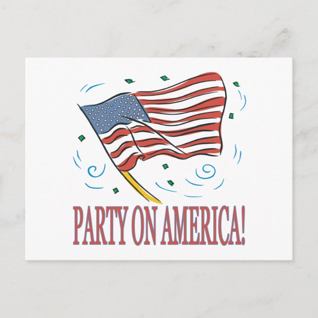 Party On America Invitation Postcard (Front)
