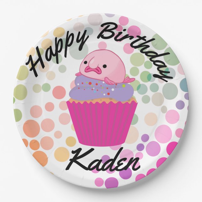 Party on Birthday Blobfish Paper Plate (Front)