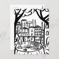 Party on the Terrace Whimsical City Hand Drawn