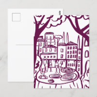 Party on the Terrace Whimsical City Hand Drawn