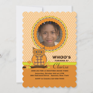 Party Owl Photo Invitation