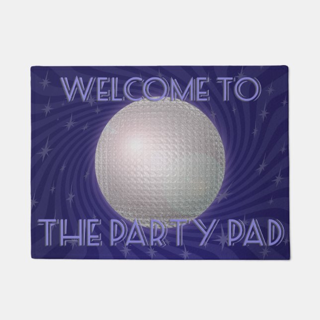 Party Pad Fun Novelty Disco Ball Fiesta Slogan Doormat (Front)