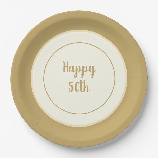 Party Paper China-look Rimmed 50th Anniversary Paper Plate (Front)