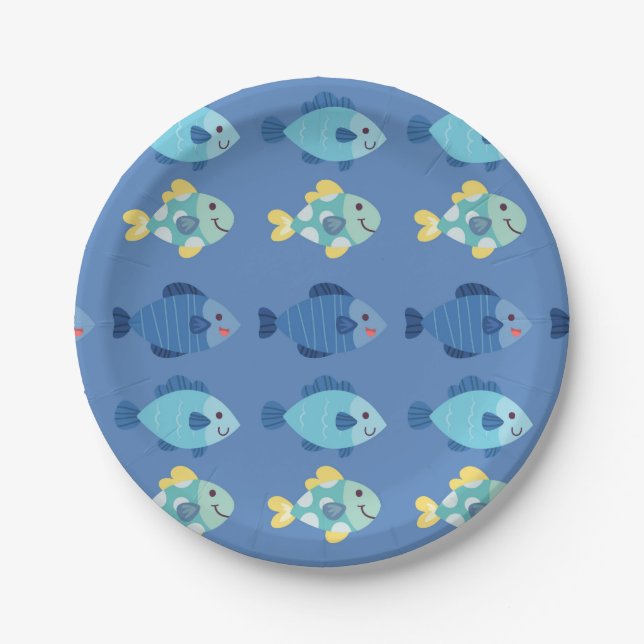 Party Paper Plates - Multi Colored Fish (Front)