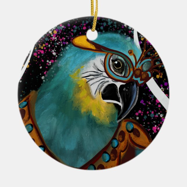 PARTY PARROTS        CERAMIC TREE DECORATION (Front)