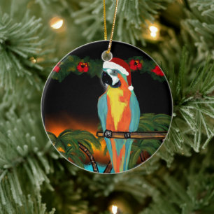 PARTY PARROTS   CERAMIC TREE DECORATION