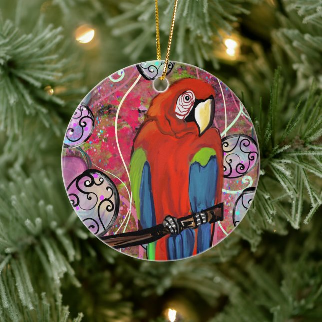 PARTY PARROTS         CERAMIC TREE DECORATION (Tree)
