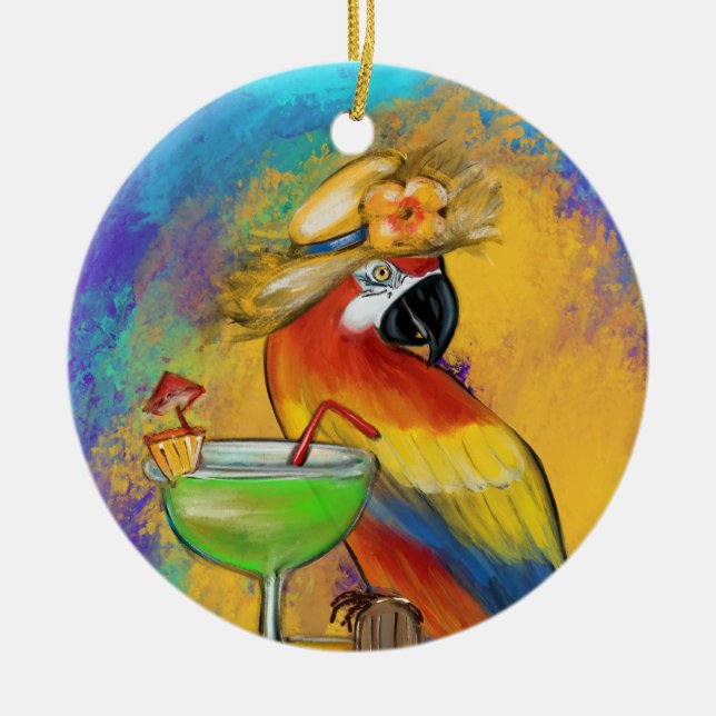 Party Parrots Ceramic Tree Decoration (Front)