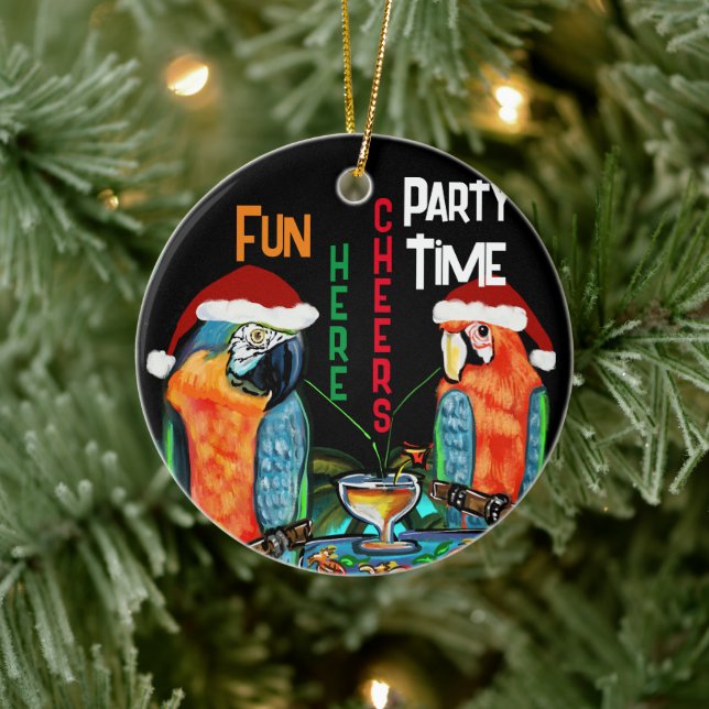 PARTY PARROTS   CERAMIC TREE DECORATION (Tree)