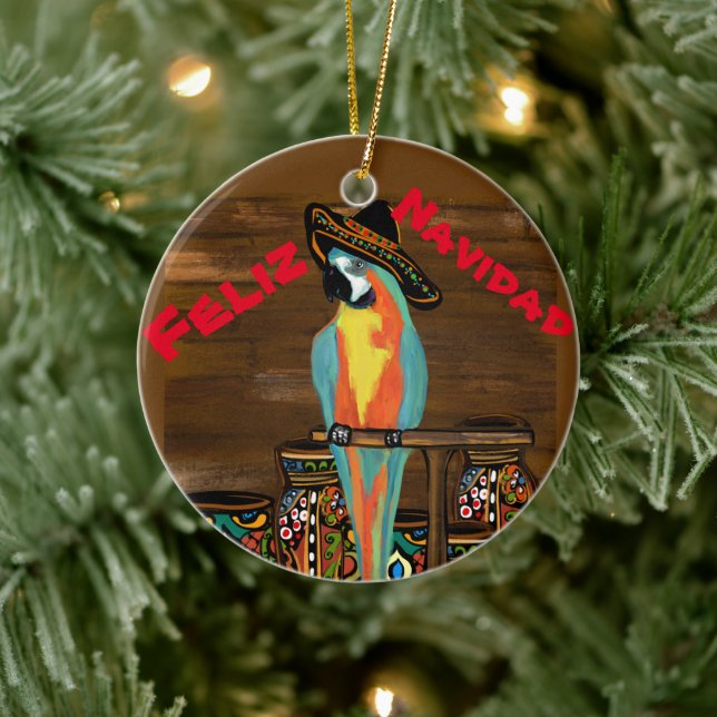 PARTY PARROTS   CERAMIC TREE DECORATION (Tree)