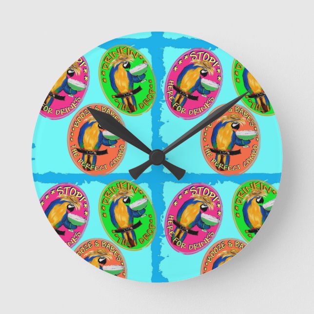 Party Parrots Round Clock (Front)