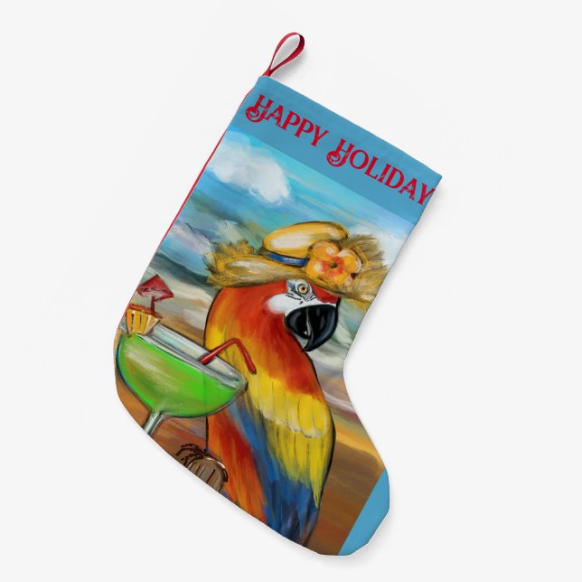 Party Parrots Small Christmas Stocking (Front (Hanging))
