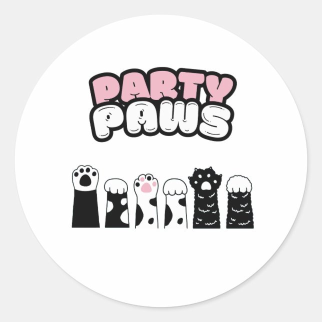 PARTY PAWS CLASSIC ROUND STICKER (Front)