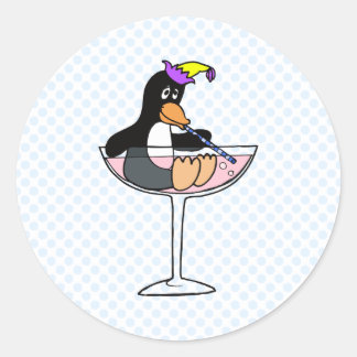 Party Penguin Classic Round Sticker