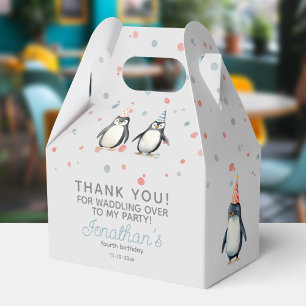 Party Penguins, watercolor, children's birthday Favour Box