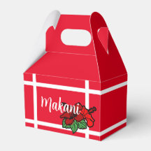 Party Personalised Red Hibiscus Gable Box