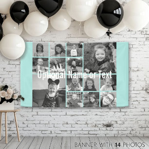 Party Photo Collage 14 photos - Aqua Light blue Banner