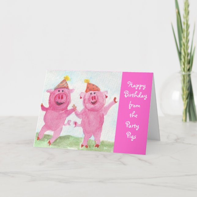 Party Pigs wish you Happy Birthday Card (Front)