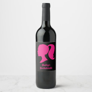 Party Pink & Black Bachelorette Wine Label