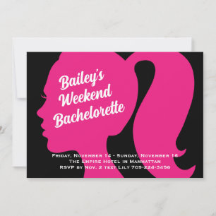 Party Pink & Black Weekend Bachelorette Invitation