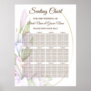 Party Pink Lily Flowers Golden Frame Beautiful Poster