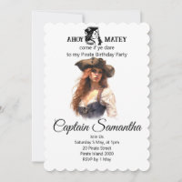 Party Pirate Girl theme Invitation