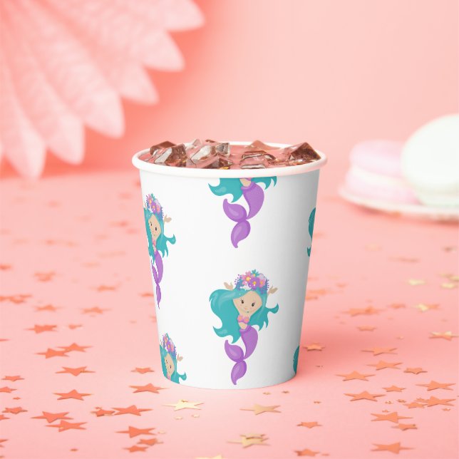 Party Pirate pink mermaids  Paper Cups (Insitu)