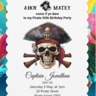 Party Pirate Skull Invitation 