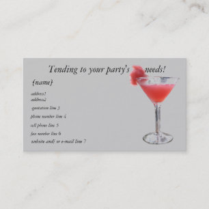 Party Planner Bartender  business card