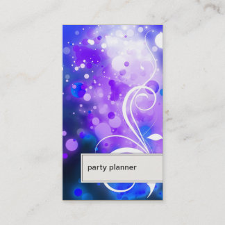 Party Planner Business Card Abstract Dots & Swirl