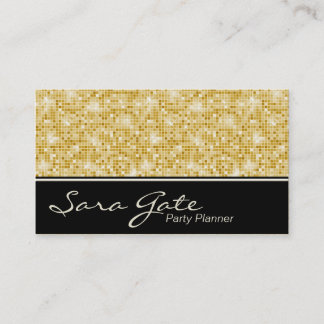 Party Planner Business Card - Classy Gold Glitter