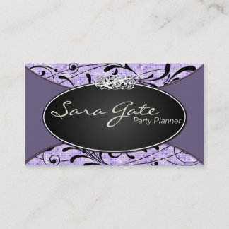 Party Planner Business Card Classy Purple Glitter