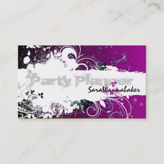 Party Planner Business Card Grunge Splatter Pink