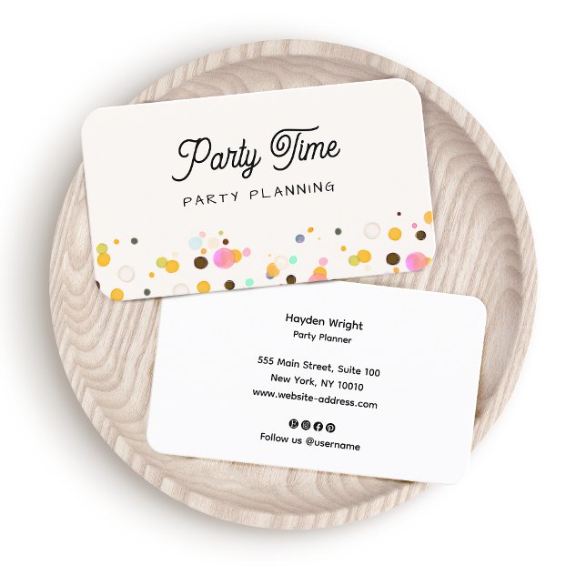 Party Planner Cute Confetti Business Card (Creator Uploaded)