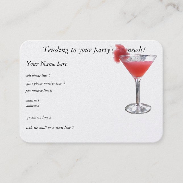 Party Planner Pearlized White Business Card (Front)
