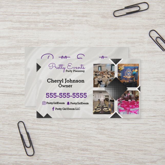 Party Planner Photo Business Card (Front/Back In Situ)