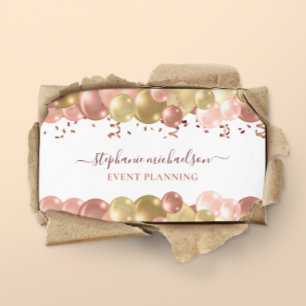 Party Planner Rose Gold Balloon QR Code Business Card