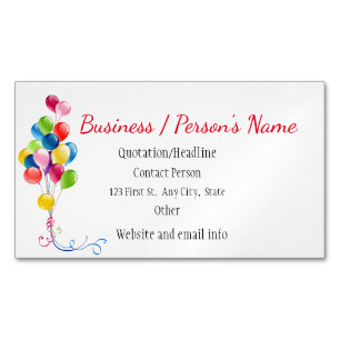 Party Planners Fun Colourful Balloons Custom Busin Magnetic Business Card