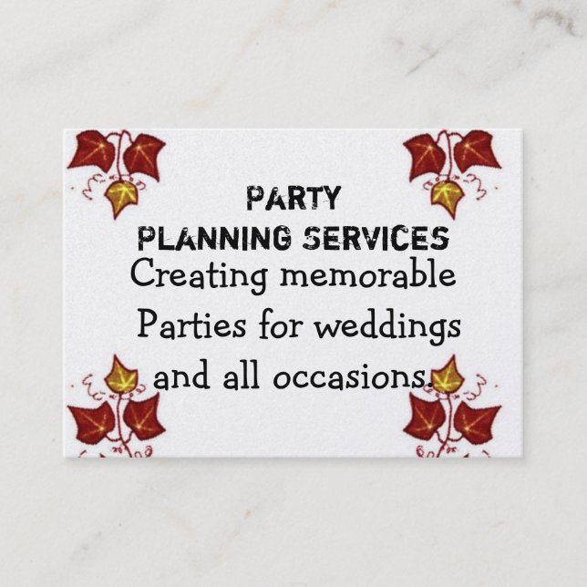 Party Planning Business Card (Front)