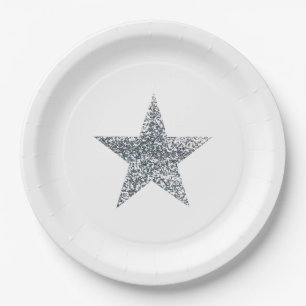 Party Plates - Silver Glitter Star