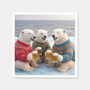 Party Polar Bears Wearing Christmas Ugly Sweaters Napkin