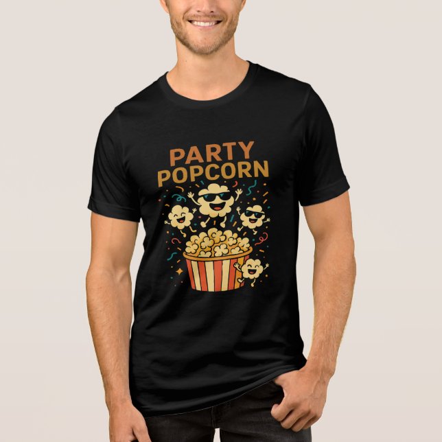 Party Popcorn - Happy Movie Night Snack Fun Tri-Blend Shirt (Front)