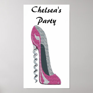 Party Poster, Corkscrew Pink Stiletto Art Poster