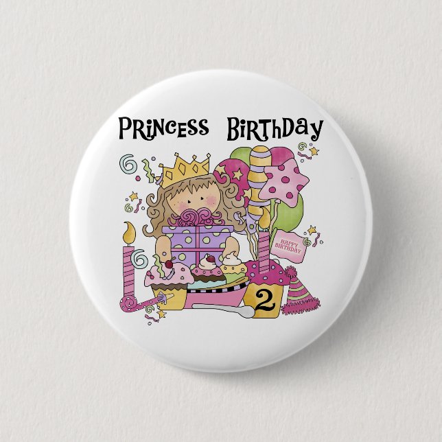 Party Princess 2nd Birthday Tshirts and Gifts 6 Cm Round Badge (Front)