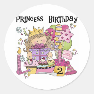 Party Princess 2nd Birthday Tshirts and Gifts Classic Round Sticker