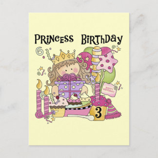 Party Princess 3rd Birthday Tshirts and Gifts Invitation Postcard