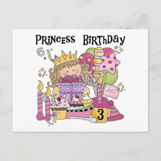 Party Princess 3rd Birthday Tshirts and Gifts Postcard