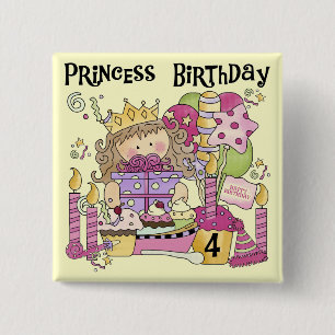 Party Princess 4th Birthday Tshirts and gifts 15 Cm Square Badge