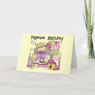 Party Princess 4th Birthday Tshirts and gifts Card